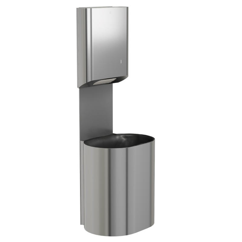 Bradley Elvari 2B5 2 en 1, dispensador de toalla interdoblada con basurero para muro